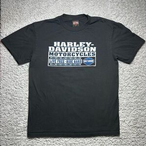 Harley Davidson Shirt Mens Medium Crewneck Tee Motorcycles Live Free Ride Hard